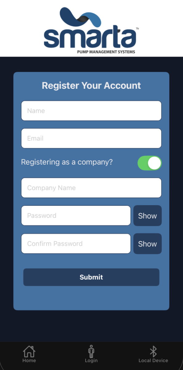 Register Screen Company Toggled